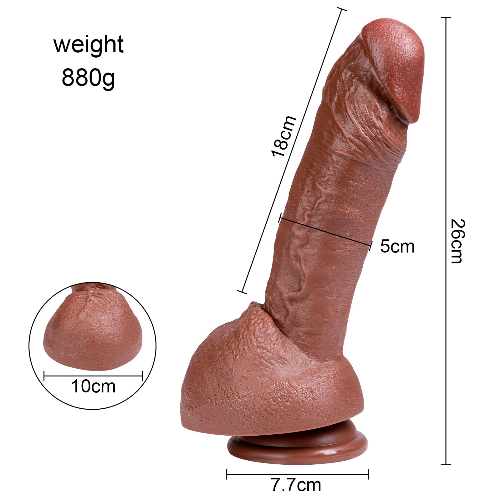 10 inch Brown Suction Cup Realistic Dildo