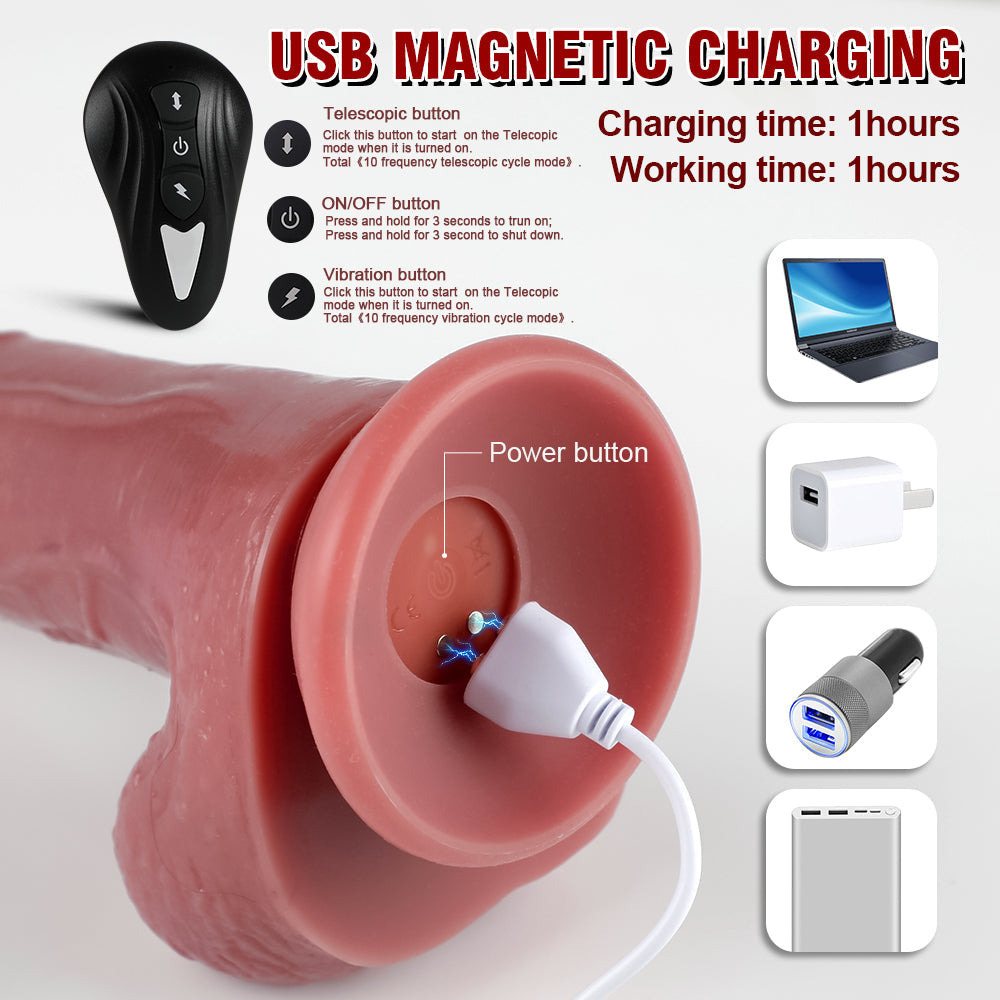 8 Inch Silicone Realistic Electric Thrusting Dildo