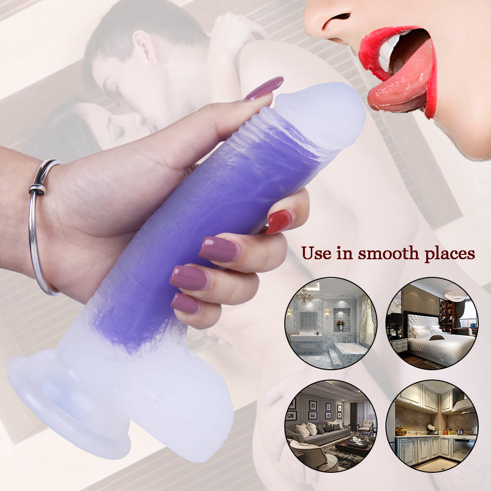 7 Inch Soft Purple Jelly Silicone Dildo