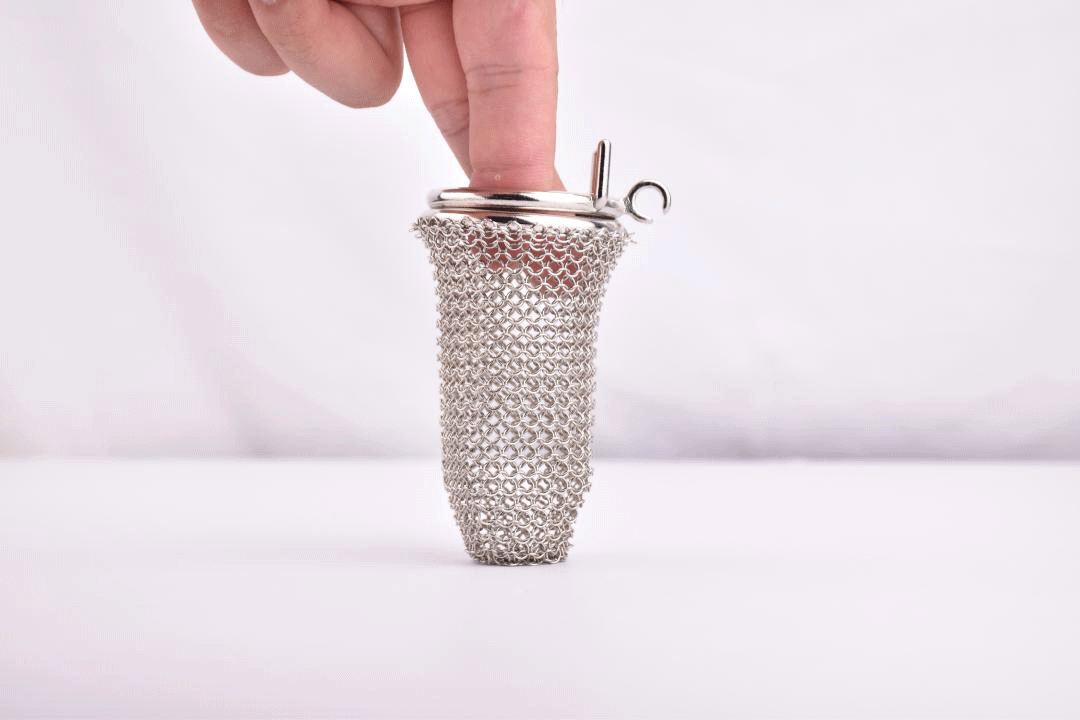Silver Mesh Male Metal Chastity Cage