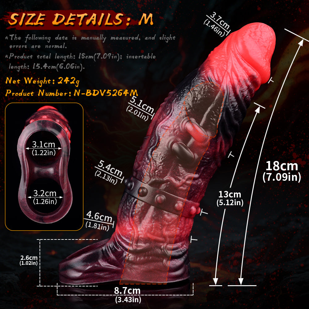 7 Inch Silicone Demonic Vibrating Penis Sleeve