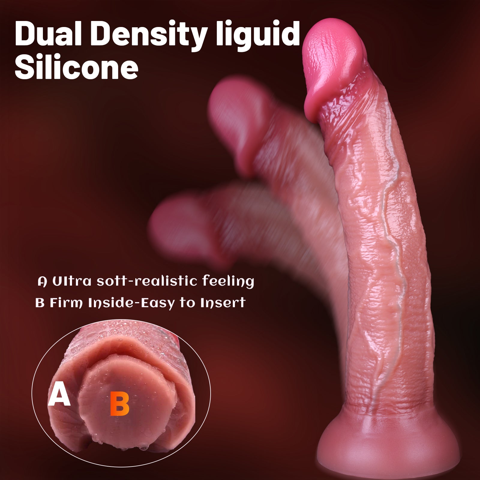 Dual Density Silicone Big Realistic Dildo
