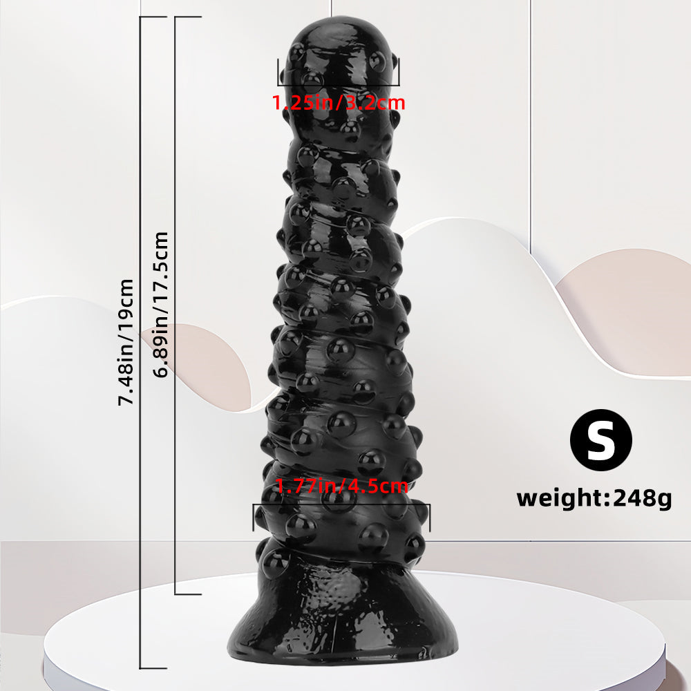 15 Inch Threaded Bossy Dot Big Black Dildo
