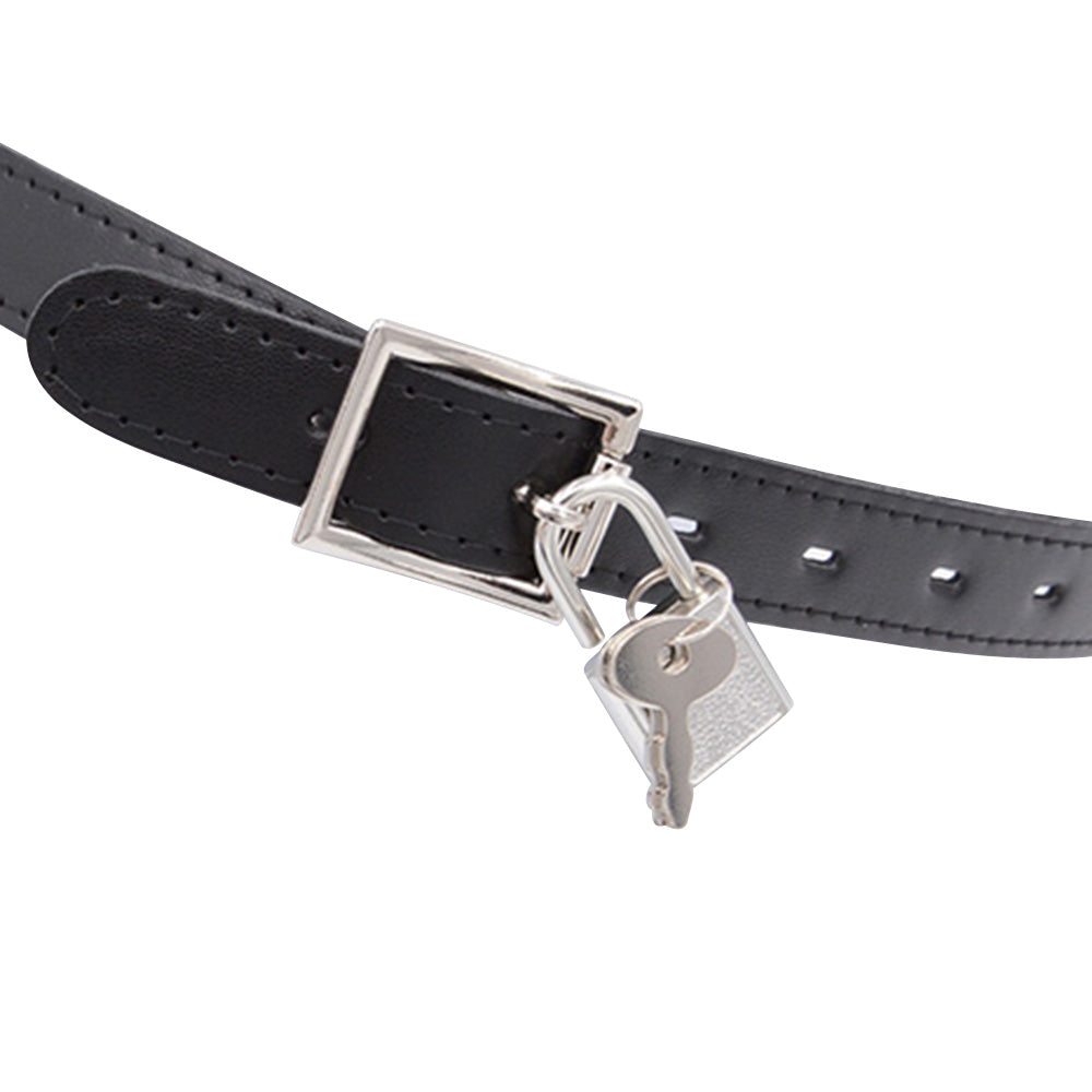 Black Leather Straps Brown Dildo Gag