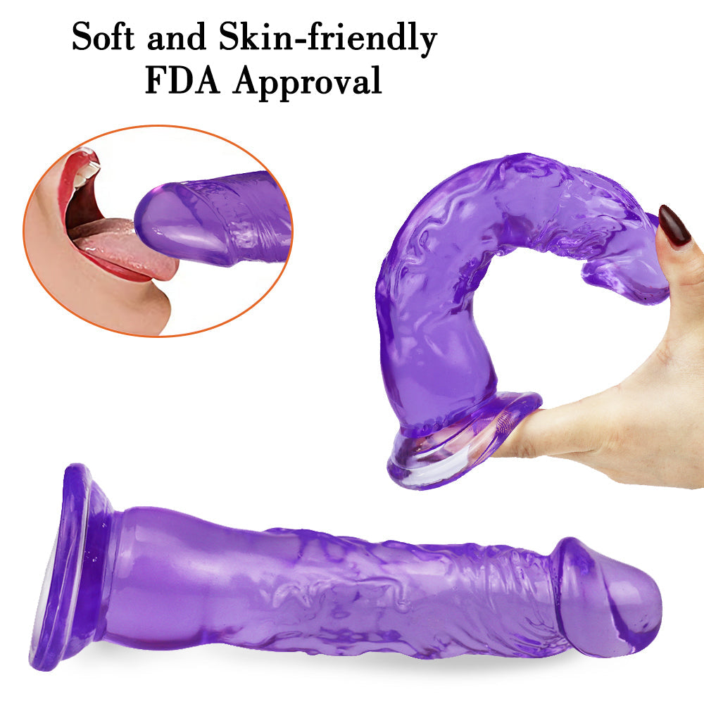 8 Inch Purple Clear Jelly Dildo