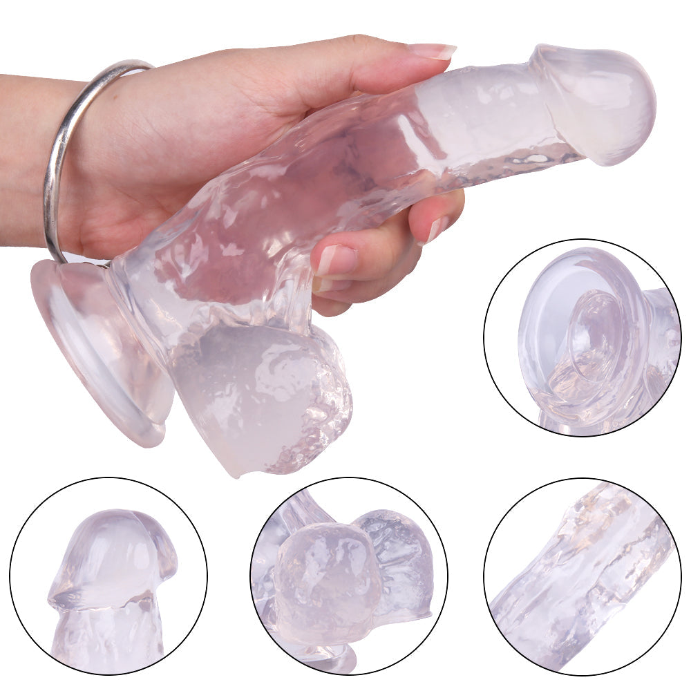 7 Inch Clear Curved G-spot Jelly Dildo