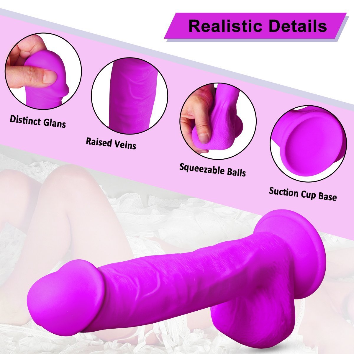 9.5 Inch Super Soft Liquid Realistic Silicone Dildo