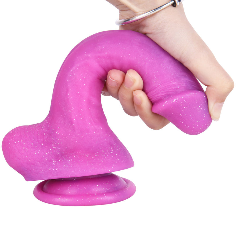 Gode ​​en silicone pailleté violet de 8,26 pouces