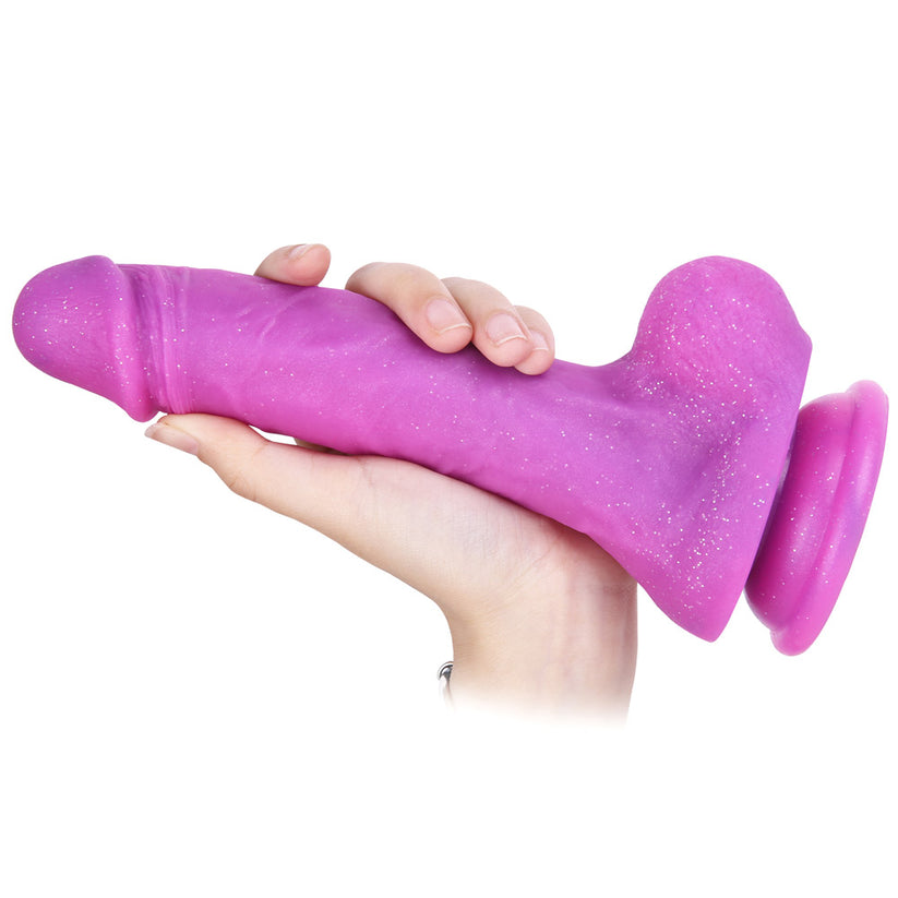 Gode ​​en silicone pailleté violet de 8,26 pouces