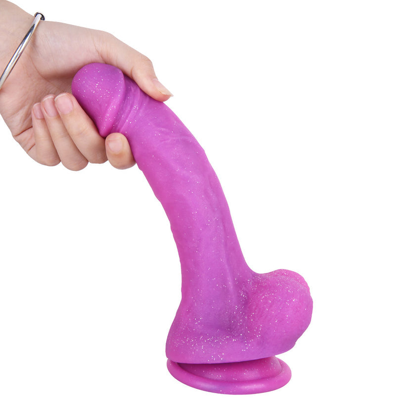 8 Inch Shiny Purple Silicone Realistic Dildo