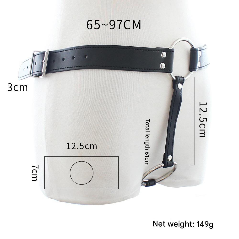 BDSM Black Leather Pants Strap On Harness