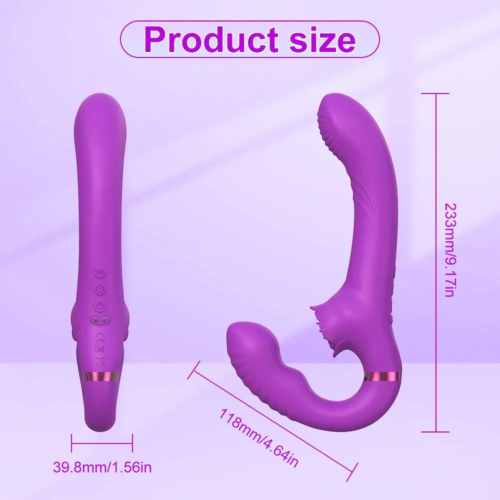 9 Inch Lesbian Vibrating Strapless Dildo
