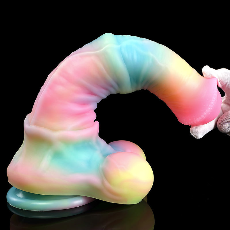 Glow in the Dark Rainbow Color Horse Dildo