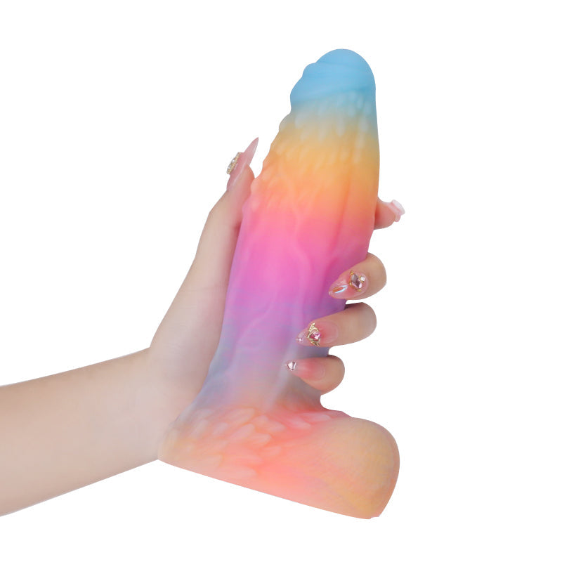 Rainbow Monster Glow In The Dark Big Dildo