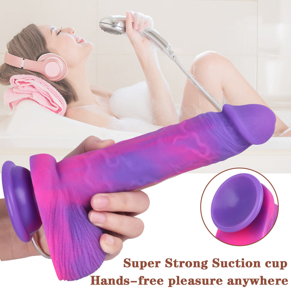 8 Inch Purple Realistic Textured Silicone Dildo