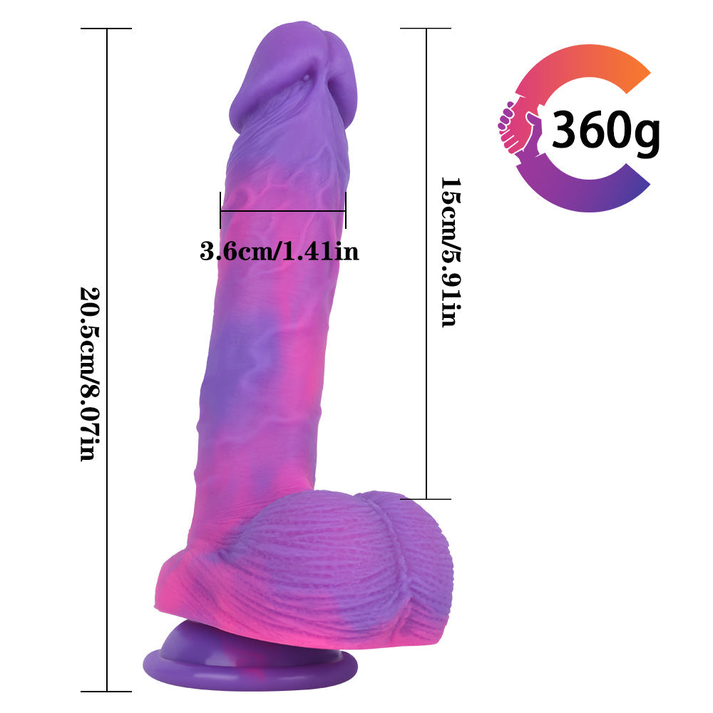8 Inch Purple Realistic Textured Silicone Dildo