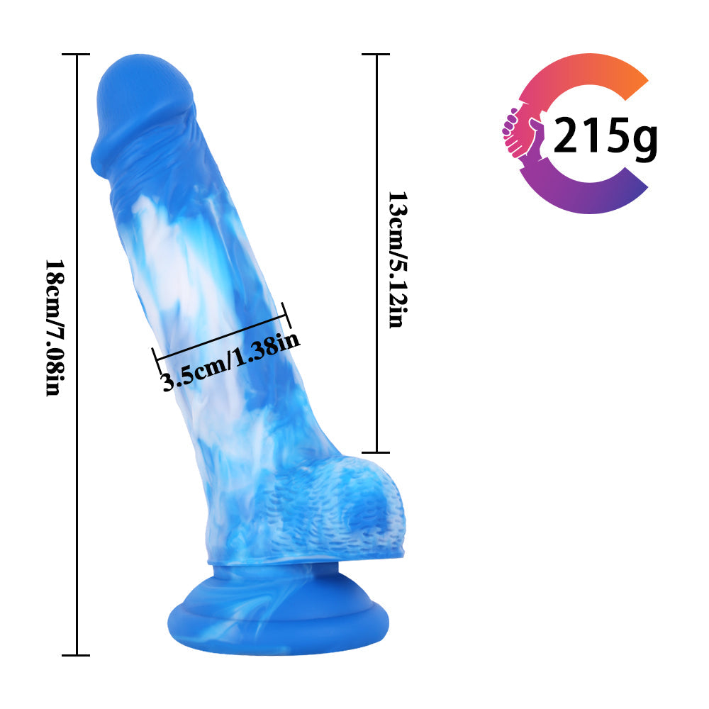 7 Inch Blue Curved Silicone Dildo