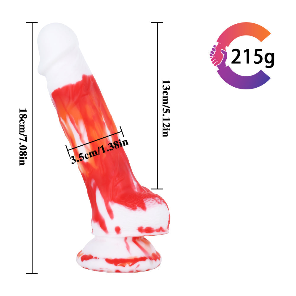 7 Inch Red Curved Silicone Dildo