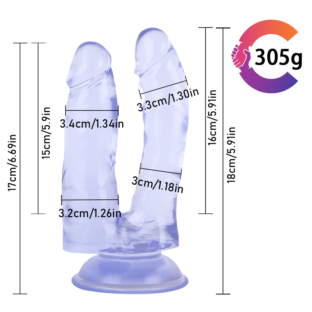 Blue Clear 7 Inch Double Penetration Strap On
