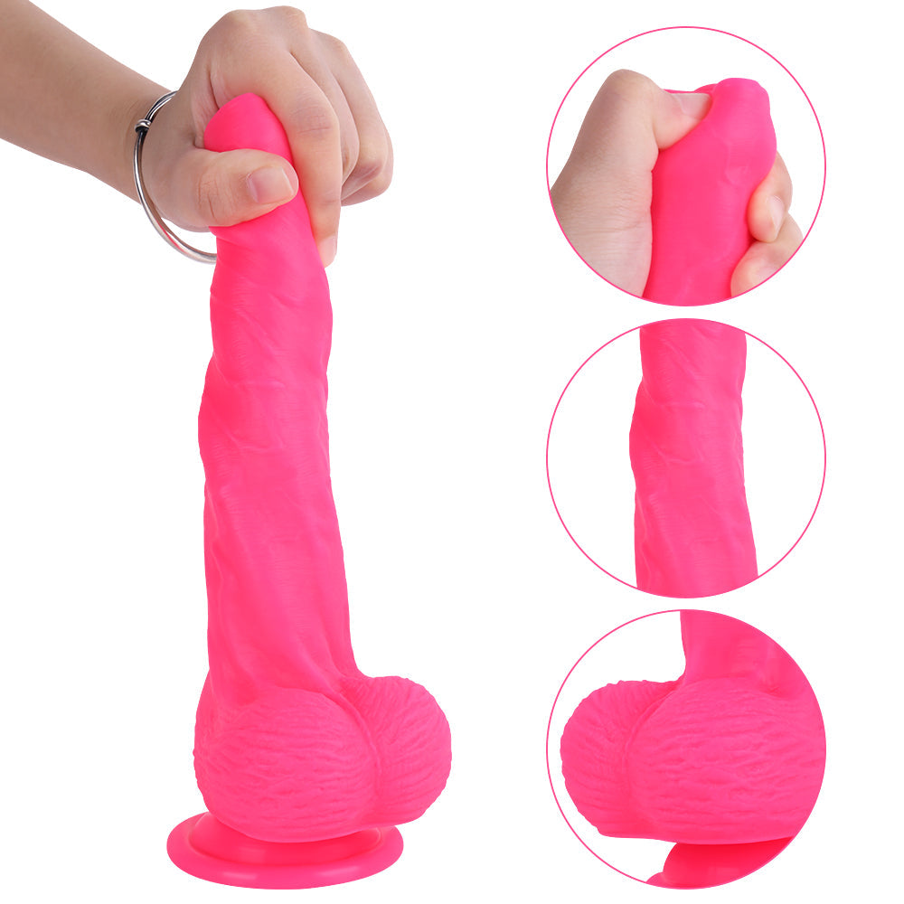 8 Inch Pink Silicone Dildo With Foreskin