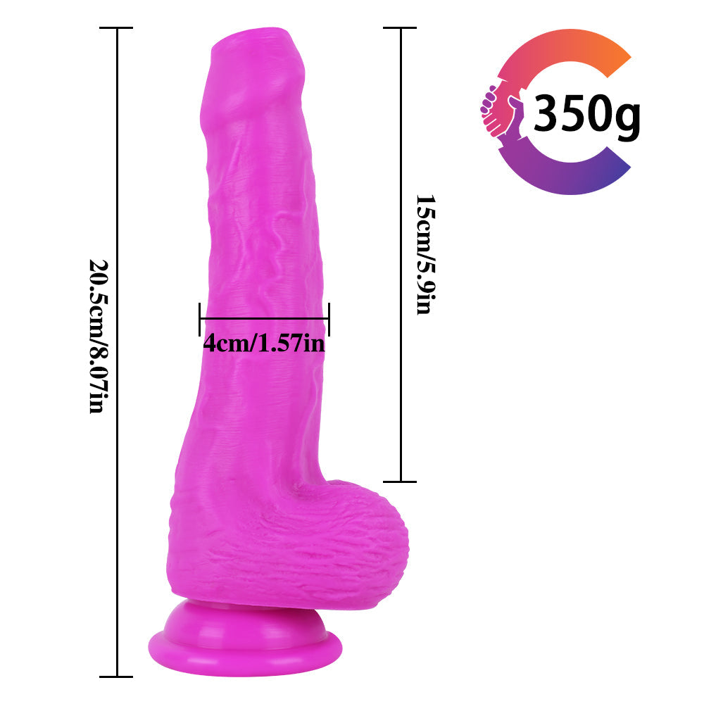 8 Inch Purple Silicone Dildo with Foreskin