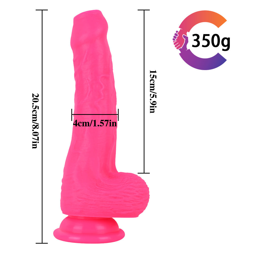 Pink Silicone Uncircumcised Dildo With Balls