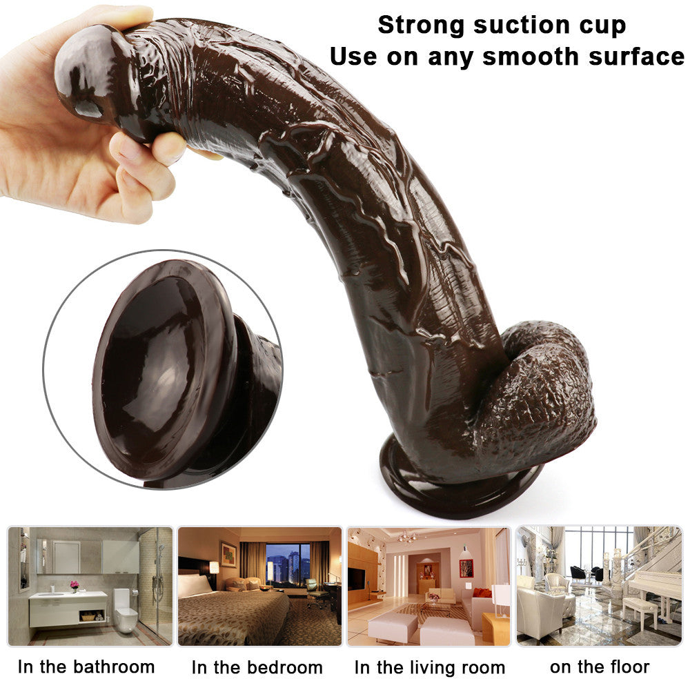 12 Inch Mushroom Head Brown Realistic Big Dildo
