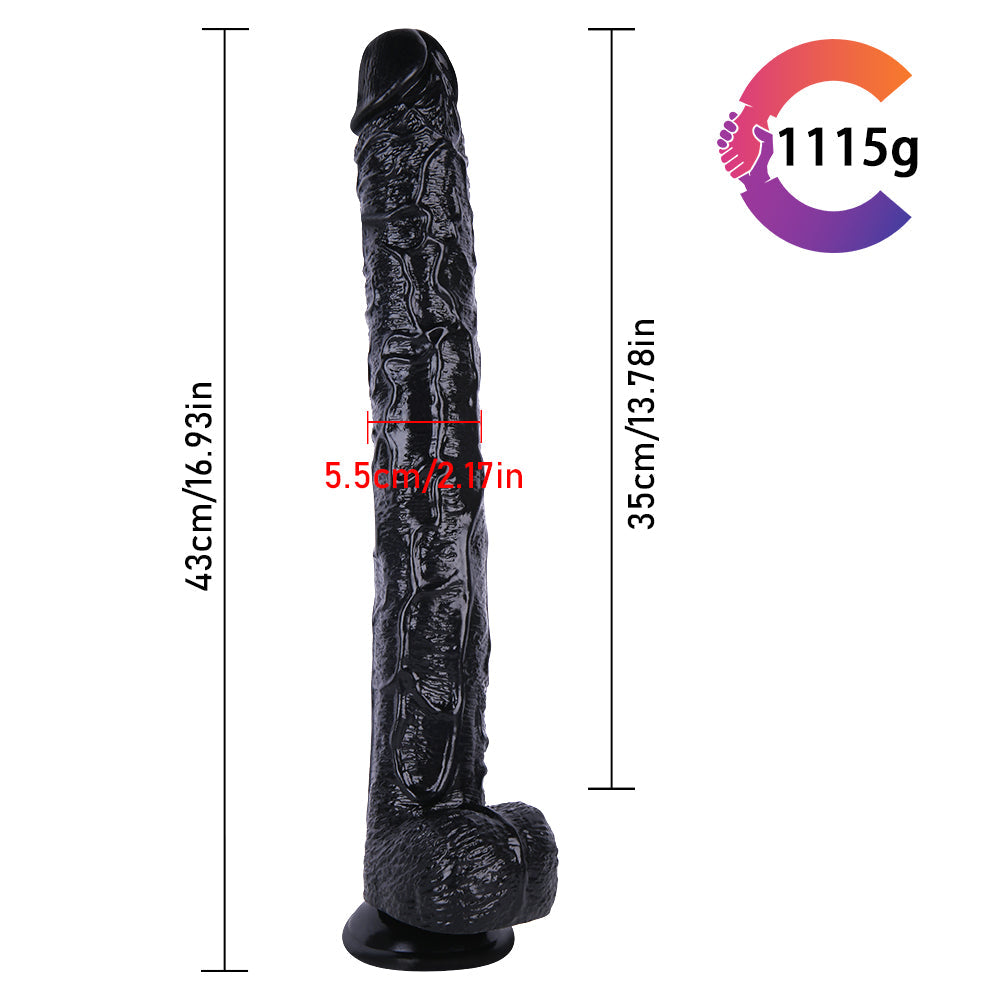 Huge Strap On 16 Inch Black Dildo