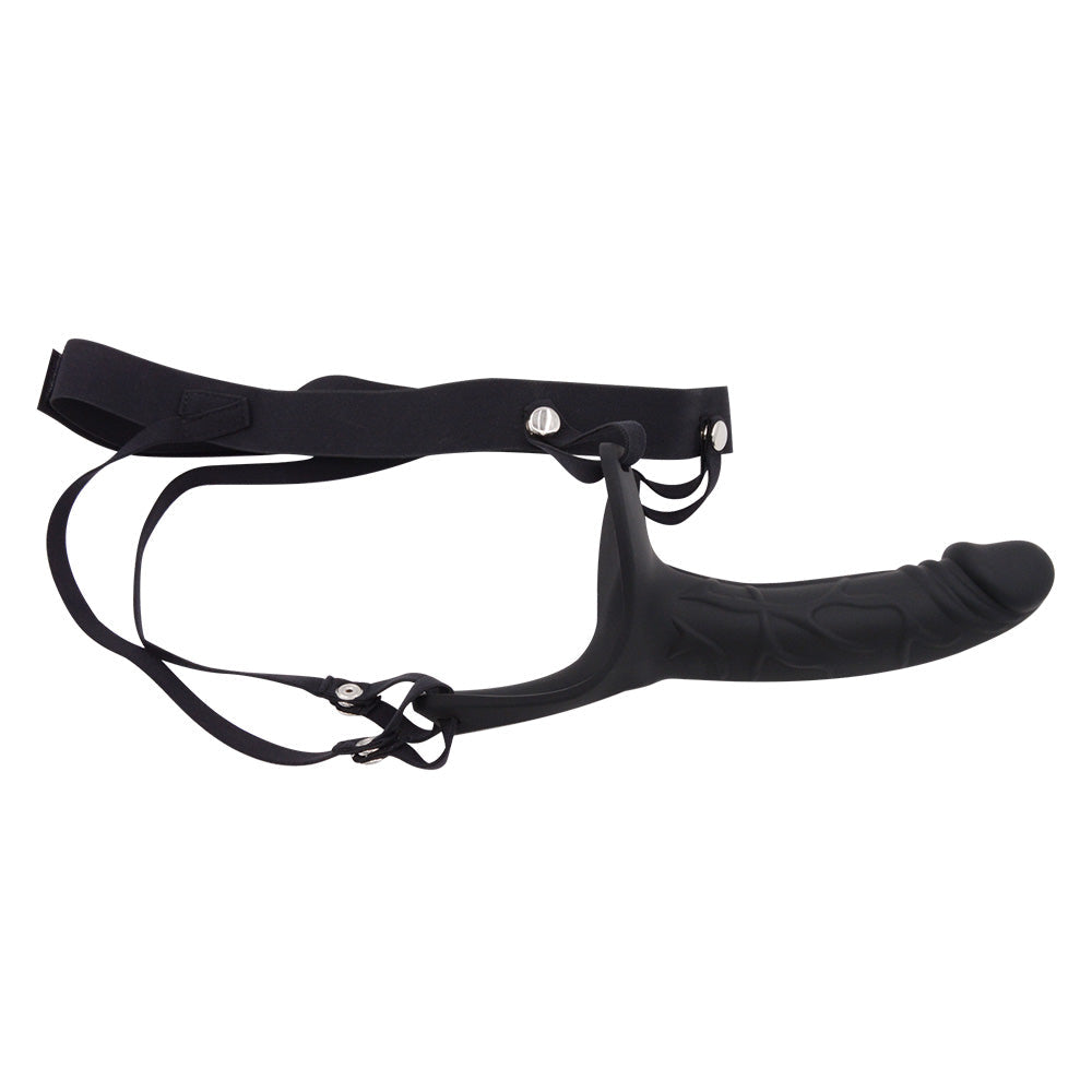 Black Silicone Hollow Strap On Dildo