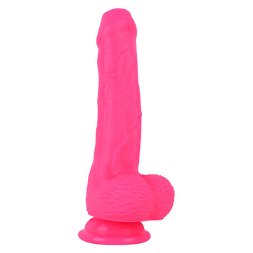 8 Inch Pink Silicone Dildo With Foreskin