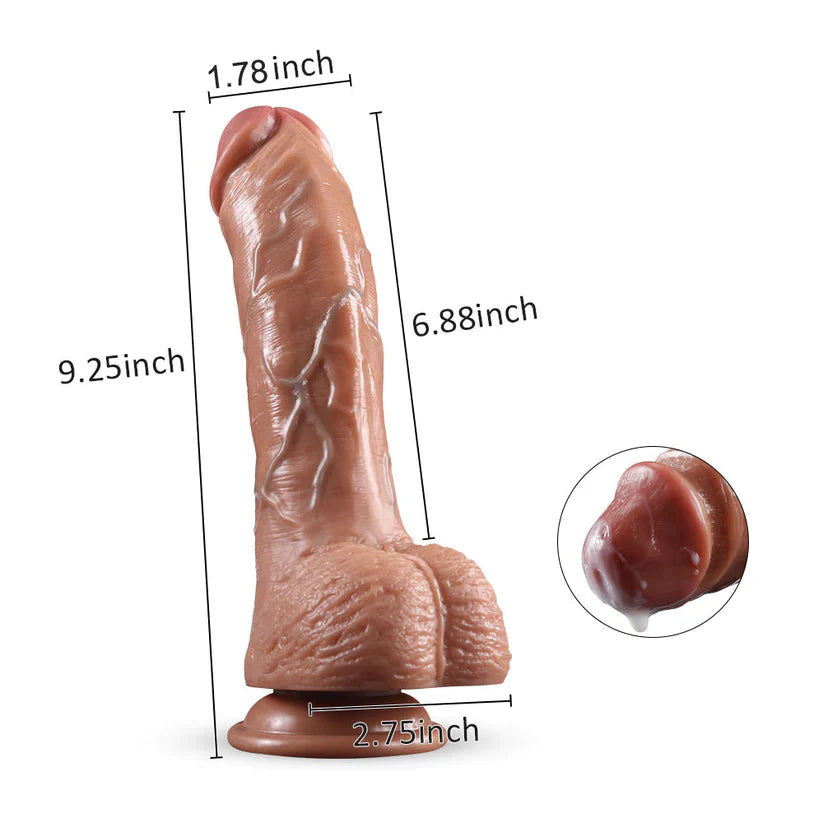 9 Inch Soft Curved Strong Suction Cup Realistic Dildo