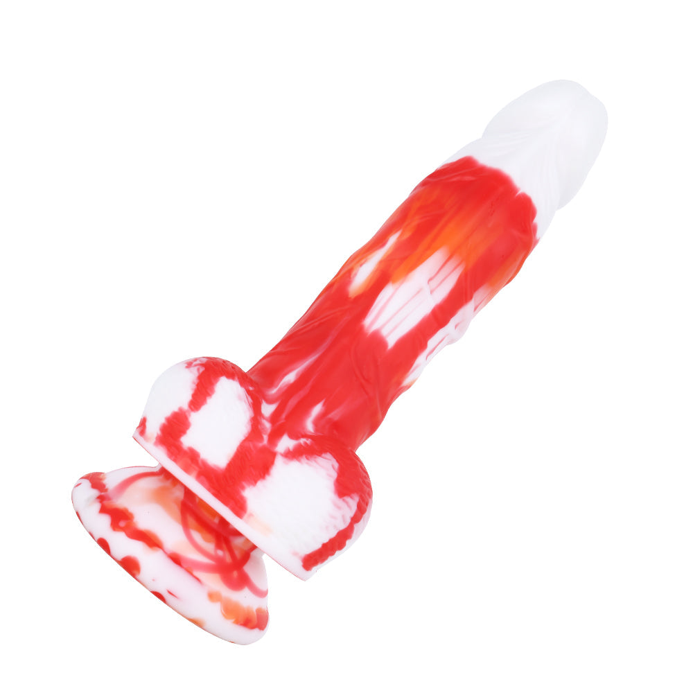 7 Inch Red Curved Silicone Dildo