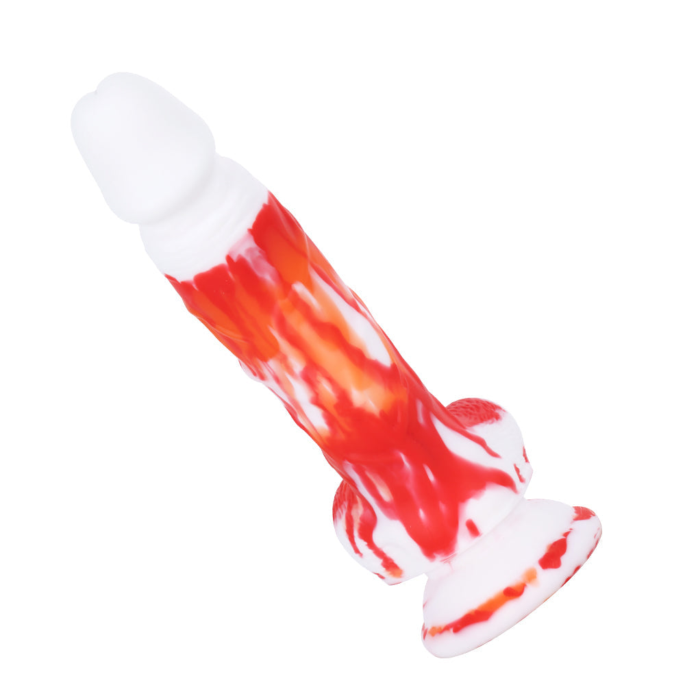 7 Inch Red Curved Silicone Dildo