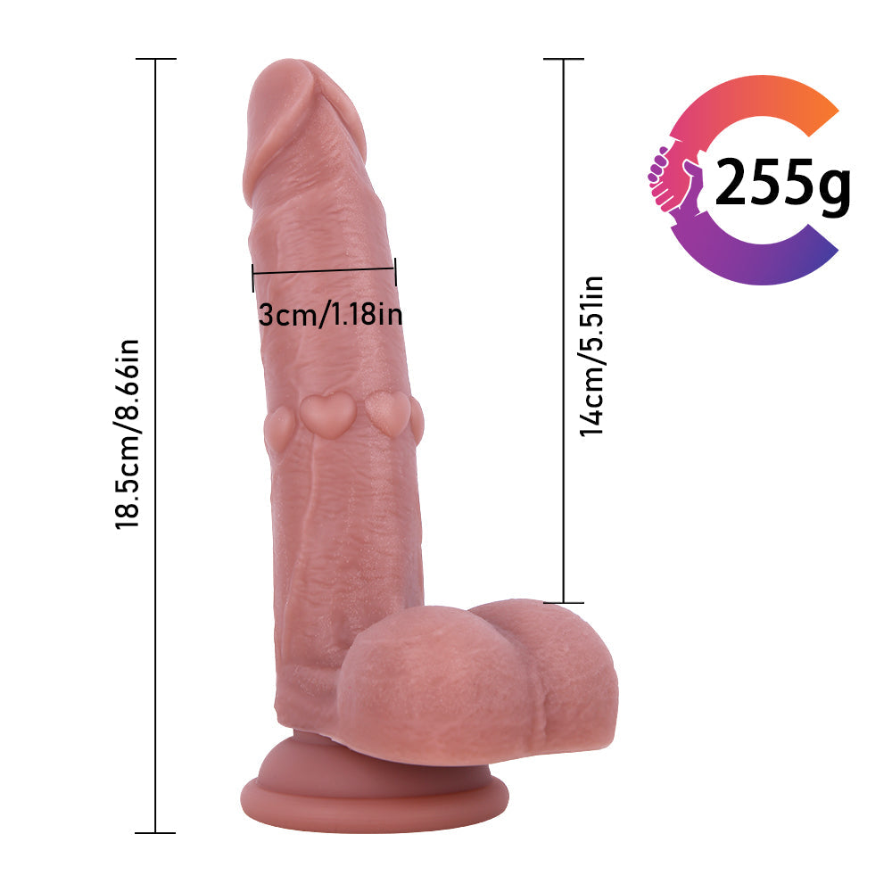 8 Heart Textured Silicone Strap On Dildo