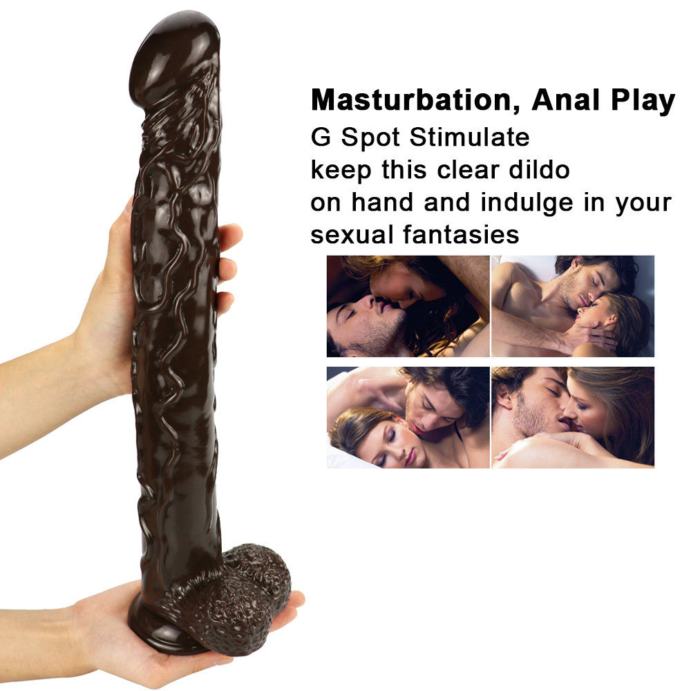 Black Realistic 16 Inch Extra Long Dildo