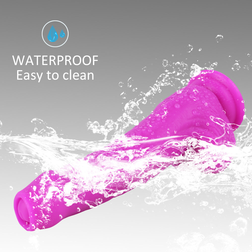 8 Inch Purple Silicone Dildo with Foreskin