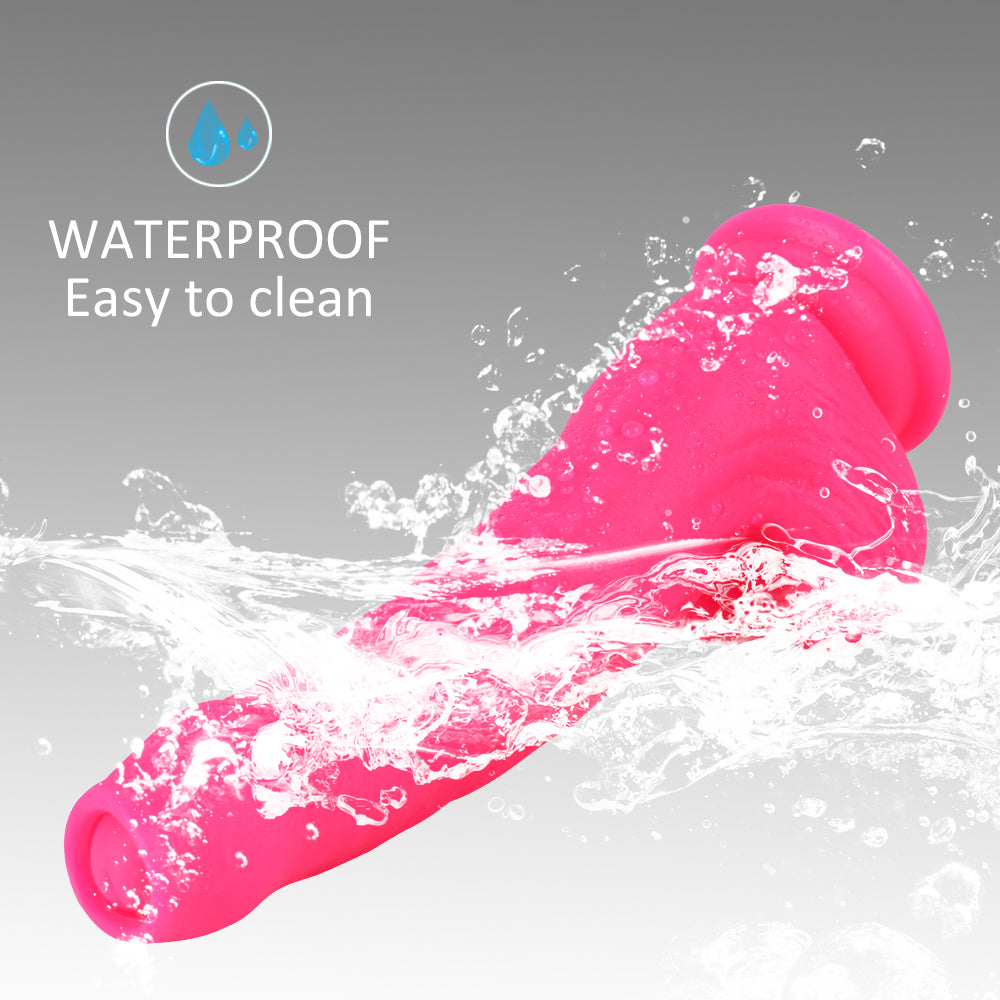 8 Inch Pink Silicone Dildo With Foreskin