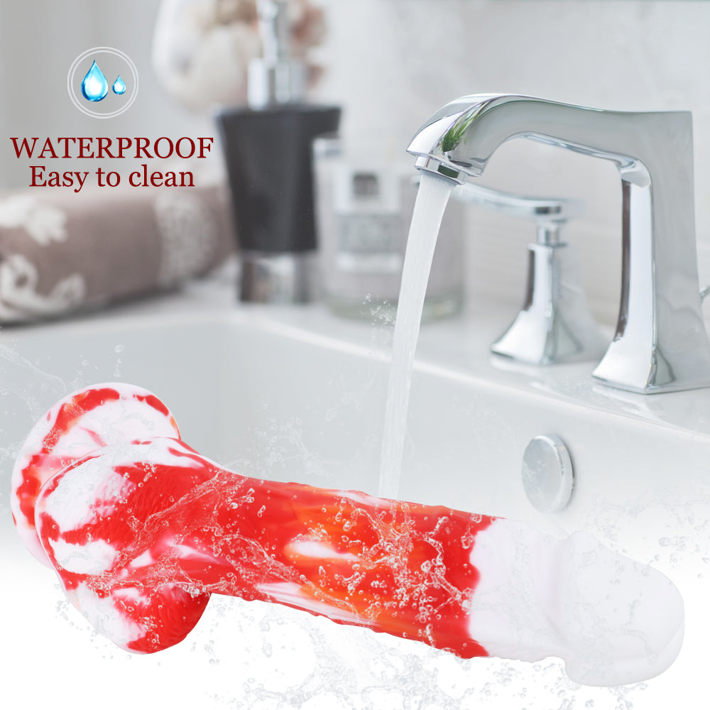7 Inch Red Curved Silicone Dildo