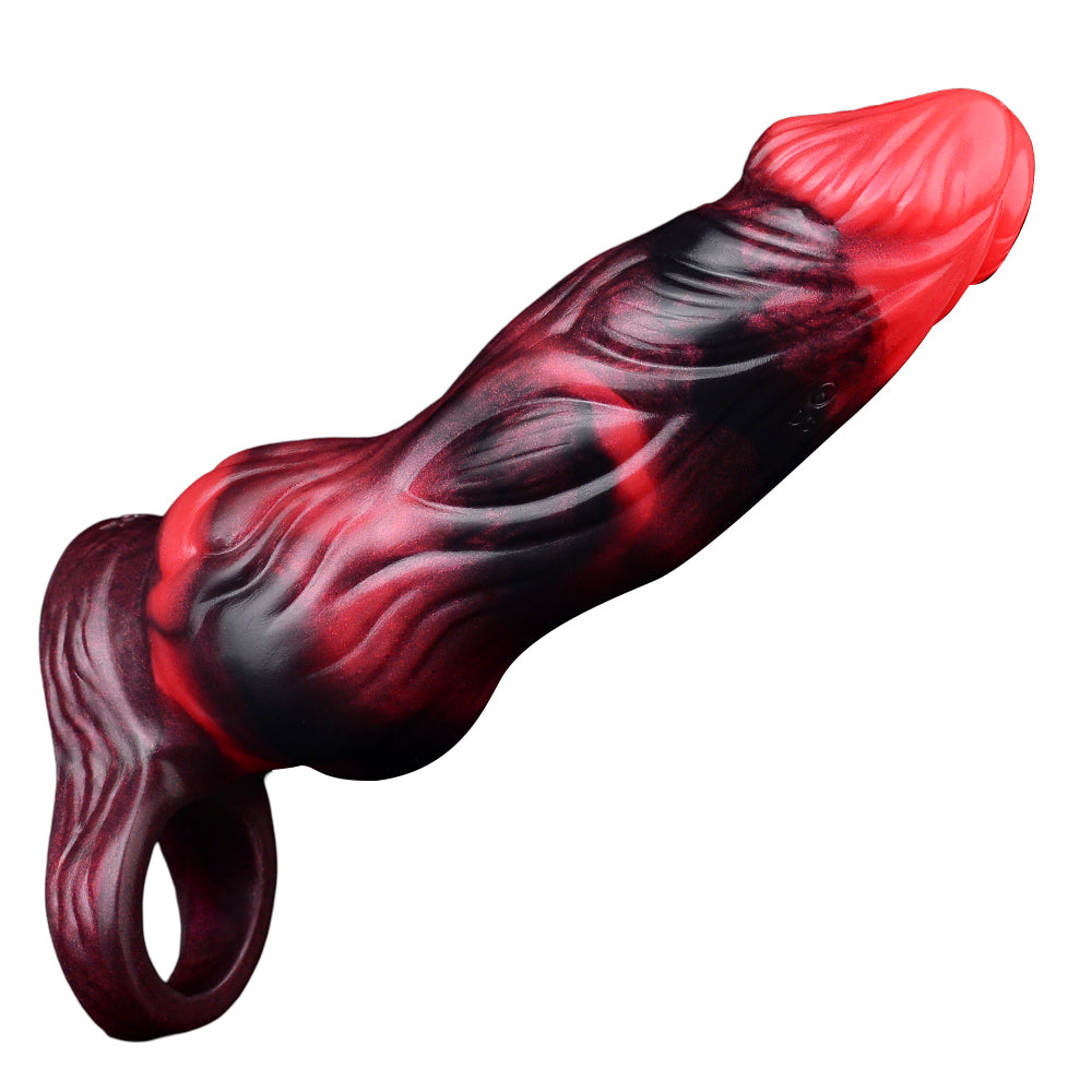 7 Inch Silicone Hellfire Vibrating Penis Sleeve