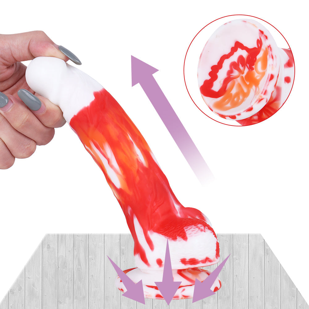7 Inch Red Curved Silicone Dildo