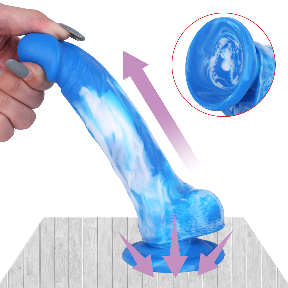 7 Inch Blue Curved Silicone Dildo