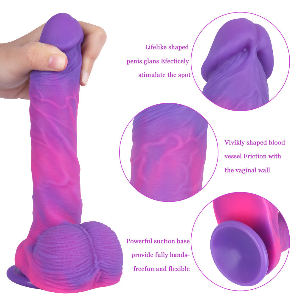8 Inch Purple Realistic Textured Silicone Dildo