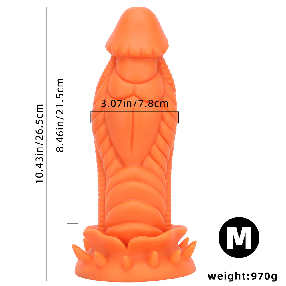 Orange 3 Inch Thick Spiked Dragon Dildo
