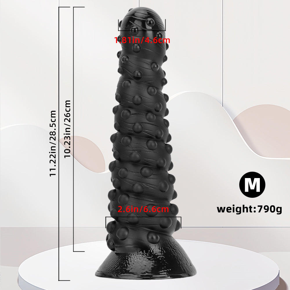 15 Inch Threaded Bossy Dot Big Black Dildo
