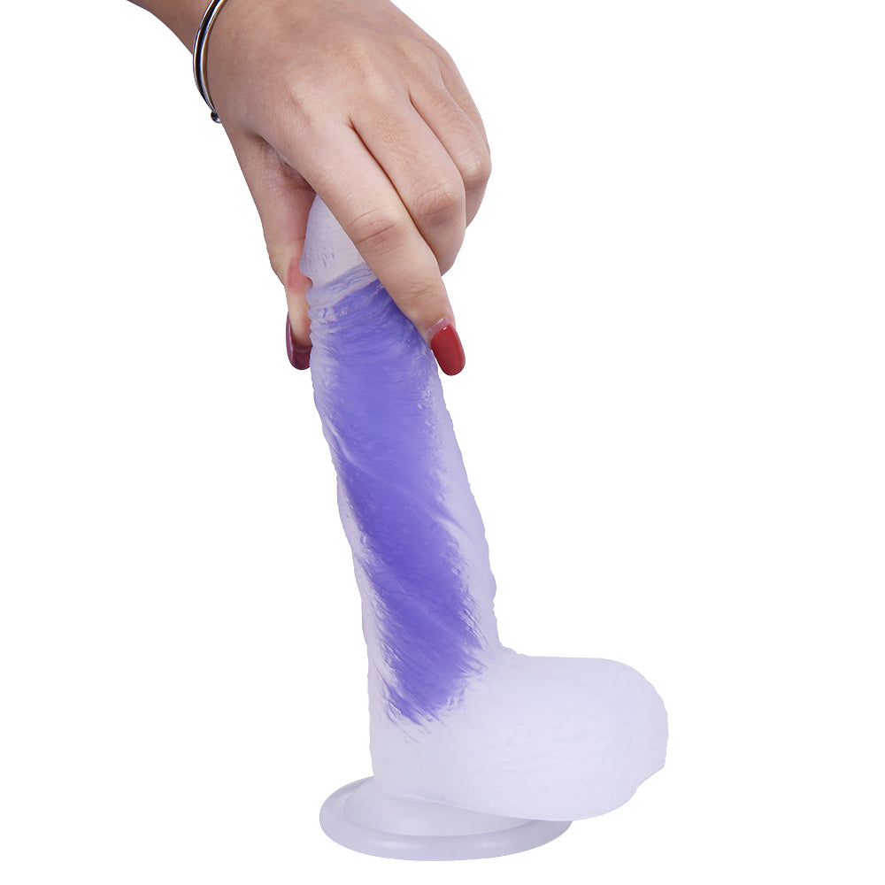 Gode ​​en silicone violet doux et gélatine