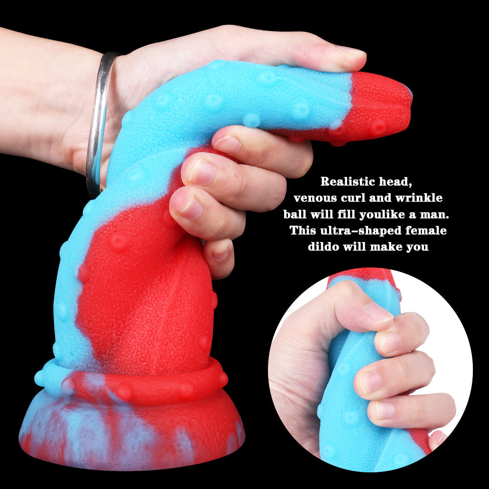 8 Inch Octopus Silicone Red Blue Anal Dildo