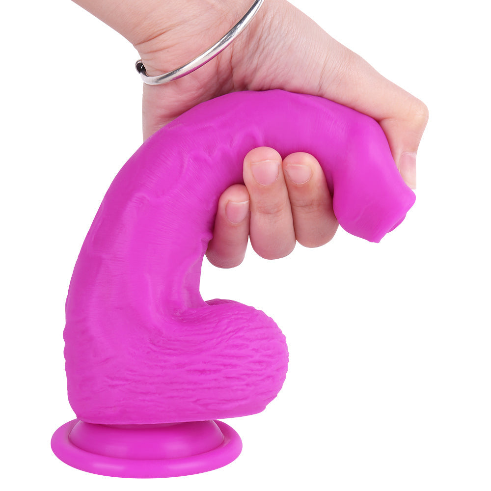 8 Inch Purple Silicone Dildo with Foreskin