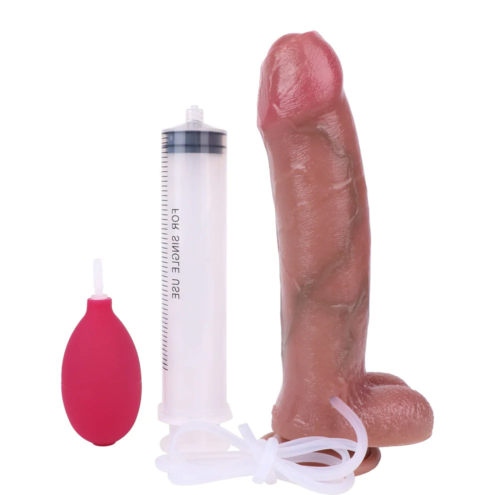 9 Inch Realistic Squirting Dildo With Foreskin