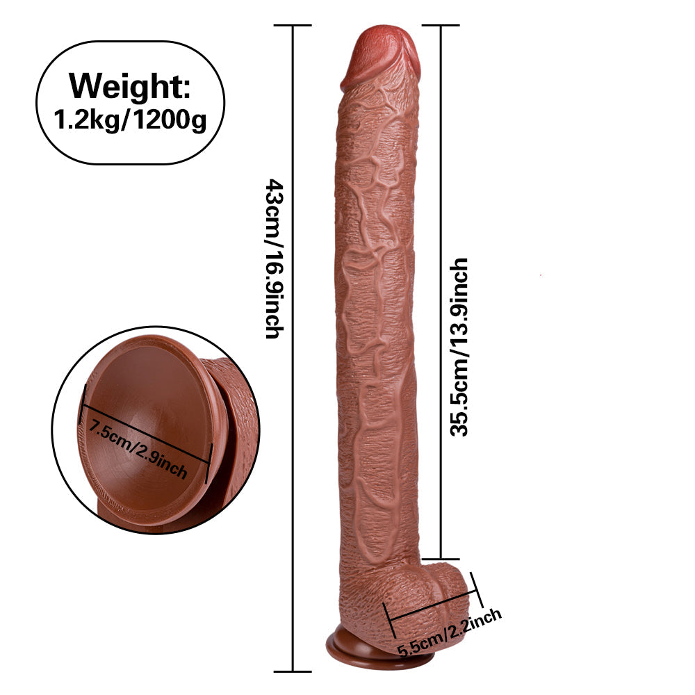 17 Inch Brown Depth Training Extra Long Dildo