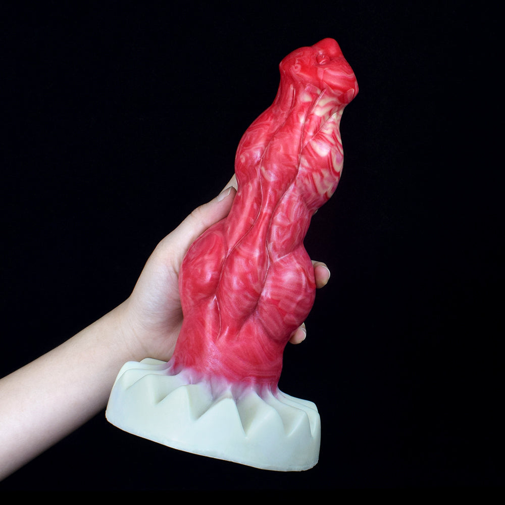 9 Inch Double Knot Red Silicone Monster Dildo